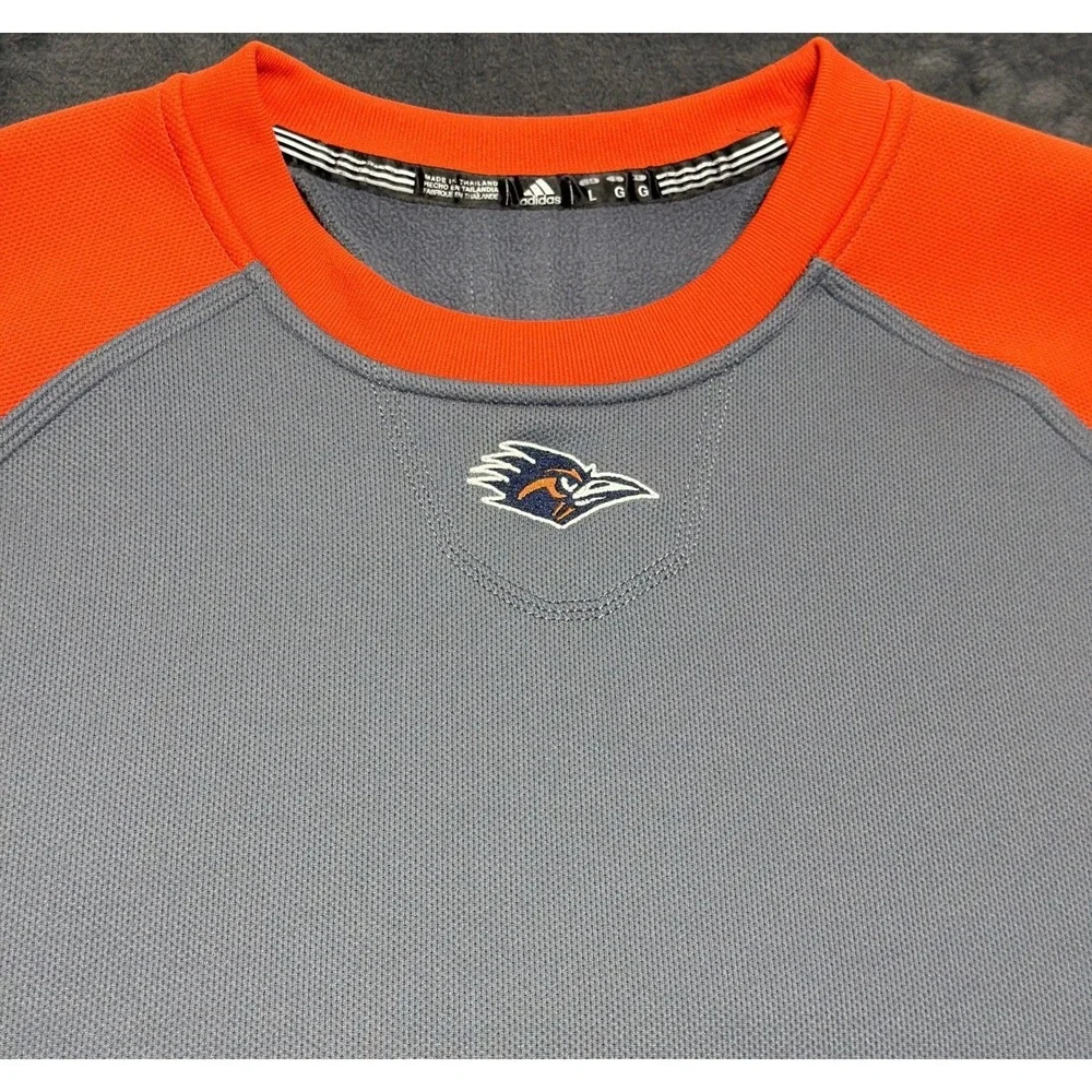 UTSA Roadrunners Adidas Climawarm Pullover Team Issued Sweatshirt. Gray & Orange